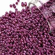 TOHO Round Seed Beads, Japanese Seed Beads, (563) Hot Pink Metallic, 11/0, 2.2mm, Hole: 0.8mm, about 1103pcs/10g(X-SEED-TR11-0563)