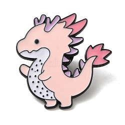 Cartoon Dragon Alloy Enamel Pin Brooch, for Backpack Clothes, Pink, 32x31x1.2mm(JEWB-R025-02A)