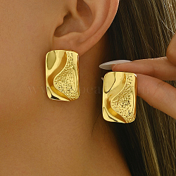 Elegant Brass Rectangle Stud Earrings, Golden, 30x20mm(DW3879)