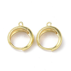 Brass Hoop Earring Findings, Long-Lasting Plated, Round, with Horizontal Loops, Golden, 16x14x5.5mm, Hole: 1.5mm, Pin: 1mm(KK-K165-39G)