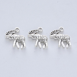 Tibetan Style Alloy Pendants, Cadmium Free & Lead Free, Reindeer/Stag, Antique Silver, 18x15x4mm, Hole: 1.6mm(X-TIBE-R316-064AS-RS)