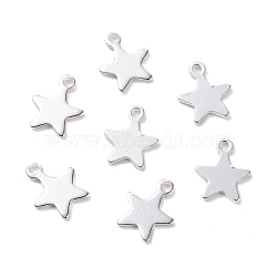 304 Stainless Steel Charms, Star, Silver, 10x8x0.8mm, Hole: 1.2mm(STAS-H436-51S)
