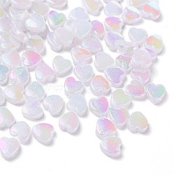100Pcs Eco-Friendly Transparent Acrylic Beads, Dyed, AB Color, Heart, White, 8x8x3mm, Hole: 1.5mm(TACR-YW0001-07H)