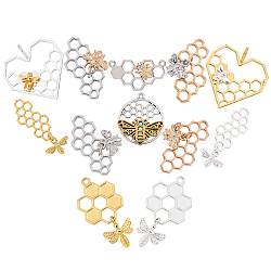 SUNNYCLUE Alloy Pendants, Bees and Honeycomb, Mixed Color, 12pcs/box(PALLOY-SC0003-05)