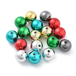 Christmas Theme UV Plating Acrylic Beads, Round, Mixed Color, 16mm, Hole: 2.5mm(PACR-B003-01C)