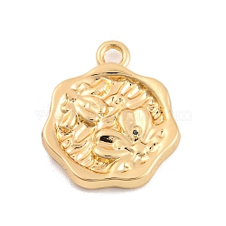 Alloy Pendants, Polygon with Flower, Golden, 19x16x2.5mm, Hole: 2mm(FIND-U007-07G)