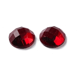 Glass Cabochons, Faceted, Flat Round, Red, 10x4.5mm(GLAA-B015-04)