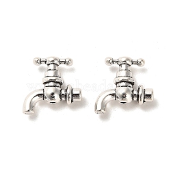 Tibetan Style Alloy Beads, Cadmium Free & Lead Free, Faucet, Antique Silver, 14.5x14.5x5mm, Hole: 1.4mm, about 662pcs/1000g(FIND-C043-069AS)