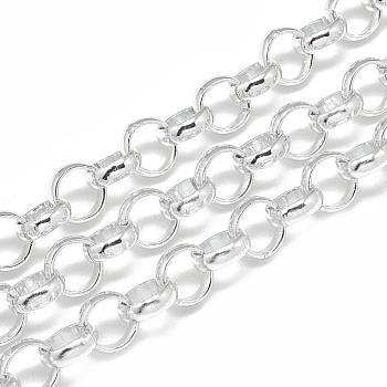 Unwelded Aluminum Rolo Chains, Belcher Chain, Gainsboro, 10x3.2mm