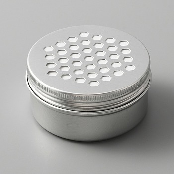 Aluminium Shallow Round Candle Tins, with Hollow Lids, Empty Tin Storage Containers, Hexagon Pattern, 7.05x3.45cm, Inner Diameter: 6.45x3.25cm