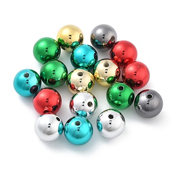 Christmas Theme UV Plating Acrylic Beads, Round, Mixed Color, 16mm, Hole: 2.5mm