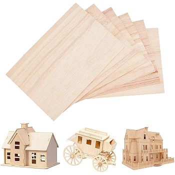 Fortune Paulownia Wood Sheets, with for Coaster, Wall Decoration, Party and DIY Crafts Supplies, Rectangle, BurlyWood, 15x10x0.15cm