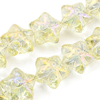 Full Rainbow Plated Electroplate Transprarent Glass Beads Strands, Starfish, Light Goldenrod Yellow, 16.5x17.5x11.5mm, Hole: 1.4mm, about 40pcs/strand, 25.20 inch(64cm)