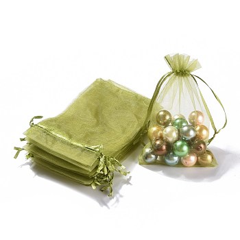 Organza Gift Bags with Drawstring, Jewelry Pouches, Wedding Party Christmas Favor Gift Bags, Dark Khaki, 15x10cm