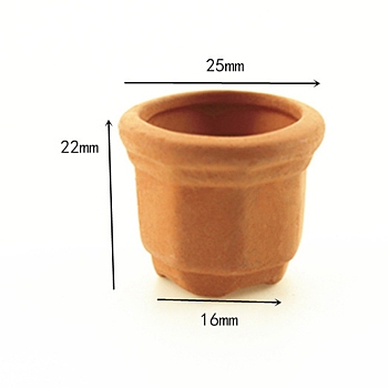 Mini Ceramic Flower Pot, for Dollhouse Accessories, Pretending Prop Decorations, Vase, Chocolate, 25x22mm