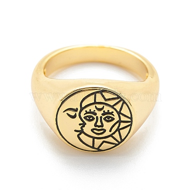 Brass Signet Ring for Women(RJEW-E058-01G-04)-2
