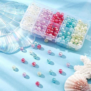 250Pcs 5 Colors Transparent Crackle Acrylic Beads(MACR-YW0002-52)-5