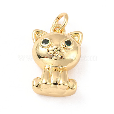 Real 18K Gold Plated Green Cat Brass+Cubic Zirconia Pendants
