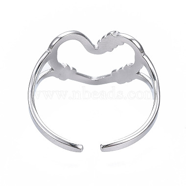 304 Stainless Steel Heart Open Cuff Ring(X-RJEW-T023-80P)-2