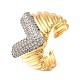 Rack Plating Brass Micro Pave Cubic Zirconia Open Cuff Rings for Women(RJEW-M022-13G)-1