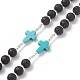 Natural Lava Rock & Synthetic Green Turquoise Rosary Bead Necklace(NJEW-TA00041-02)-5