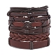 Bracelet à cordon en simili cuir tressé réglable de style 6pcs 6 serti de cordon ciré pour hommes(BJEW-F458-15)-1