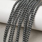 Natural Black Stone Beads Strands, Smooth Round, 3mm, Hole: 0.5mm, about 134pcs/strand, 15.94''(40.5cm)(GG-CBA0389-A07-3mm)