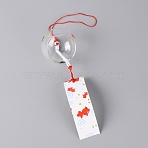 Round High Borosilicate Glass Wind Chime, with Cord & Rectangle Paper Card, Red, 400mm(HJEW-WH0036-01)