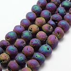 Electroplated Natural Quartz Crystal Beads Strands, Druzy Geode Crystal, Round, 10~13mm, Hole: 1mm, about 34~36pcs/strand, 15.3 inch(G-K174-02E)