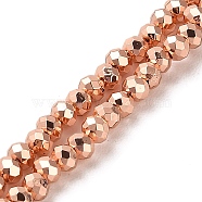 Electroplate Glass Beads Strands, Faceted, Rondelle, Light Salmon, 3x2.5mm, Hole: 0.8mm, about 170~172pcs/strand, 16.73''(42.5cm)(X-EGLA-D030-15A-05)