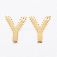 304 Stainless Steel Charms, Letter, Initial Charms, Real 18k Gold Plated, Letter.Y, 11x6~12x0.8mm, Hole: 1mm(STAS-P141-Y)