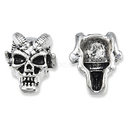 Tibetan Style Alloy Beads, Cadmium Free & Lead Free, Skull, Antique Silver, 14.5x12.5x7.5mm, Hole: 1.6mm, about 450pcs/1000g(TIBEB-N005-092)