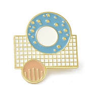 Unique Geometry Enamel Pin, Alloy Enamel Brooch for Student Girl Boys Women, Golden, Sky Blue, 23x27x10mm, Pin: 1mm(JEWB-P008-I02)