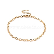 Vacuum Plating 304 Stainless Steel Cable Chain Bracelet for Men Women, Golden, 9-1/4~9-3/8 inch(23.5~23.7cm)(BJEW-E031-05D-G)