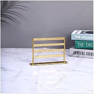 Four Layers Iron Earrings Storage Rack, Rectangle Jewelry Display Holders, Golden, 17x3.1x11.5cm(PW-WG0F0E3-01)