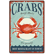 Vintage Metal Tin Sign, Iron Wall Decor for Bars, Restaurants, Cafes Pubs, Vertical Rectangle with Word Best Restaurant in Town, Crab Pattern, 200x300x0.5mm(AJEW-WH0189-034)
