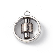 Alloy Pendants, Cadmium Free & Lead Free, Ring with Word Column Charm, Platinum, 28x24x10.5mm, Hole: 3.5mm(PALLOY-M206-16P)