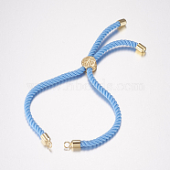 Nylon Twisted Cord Bracelet Making, Slider Bracelet Making, with Brass Findings, Tree of Life, Light Blue, Golden, 8-5/8 inch(220mm), 3mm, Hole: 2mm(MAK-F019-02G)