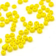 Frosted Opaque Glass Seed Beads, Round, Yellow, 3x1.5~3mm, Hole: 1mm, about 15000pcs/bag, 440~450g/bag(SEED-R029-3mm-A04)