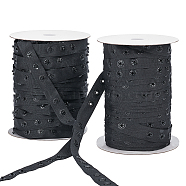 Polyester Ribbons, with Plastic Buttons, Black, 18mm, Thick, 2mm and 4.5mm, about 50yard/Roll, 2rolls/set(OCOR-WH0032-15A)