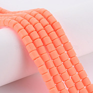 Polymer Clay Bead Strands, Column, Orange Red, 5~7x6mm, Hole: 1.5~2mm, about 61~69pcs/strand, 15.74 inch(CLAY-T001-C54)