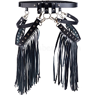 Imitation Leather Tassel Chain Belt, Waist Belt for Shirt Dress Overcoat, Black, 41-3/8 inch(105.2cm)(AJEW-WH20006-20)