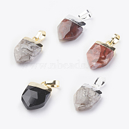 Natural Gemstone Pendants, with Brass Findings, Faceted, Arrow, Mixed Color, 17x10x4.5mm, Hole: 4x6mm(G-G737-15)