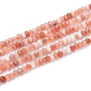 Dyed Natural Malaysia Jade Rondelle Beads Strands, Faceted, Light Coral, 4x2~3mm, Hole: 1mm, about 115pcs/strand, 14 inch(G-E316-2x4mm-42)