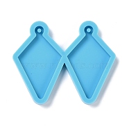 DIY Pendant Silicone Molds, for Earring Making, Resin Casting Molds, For UV Resin, Epoxy Resin Jewelry Making, Rhombus, Deep Sky Blue, 43x53x4mm, Hole: 2mm, Inner Diameter: 39x23mm(X-DIY-F102-19)