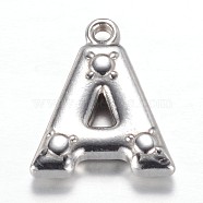 201 Stainless Steel Charms, Letter A, Letter.A, 15.2x13x3mm, Hole: 1.2mm(STAS-G081-23P)