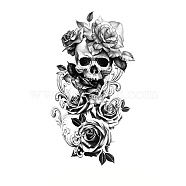 Halloween Removable Temporary Tattoos Paper Stickers, Black, Flower, 21x11.4cm(DARK-PW0001-131A)