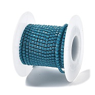 Iron Rhinestone Glass Cup Chain, with Spool, Indicolite, 2x2~2.5x2mm, about 16.40 Feet(5m)/Roll(CH-U001-01C)