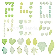 SUNNYCLUE 240Pcs 12 Style Transparent Acrylic Pendants, Leaf, Light Green, 240pcs/box(OACR-SC0001-09)
