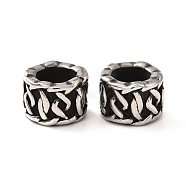 316 Surgical Stainless Steel European Beads, Large Hole Beads, Column, Antique Silver, 10.5x7mm, Hole: 6mm(STAS-A060-16AS)